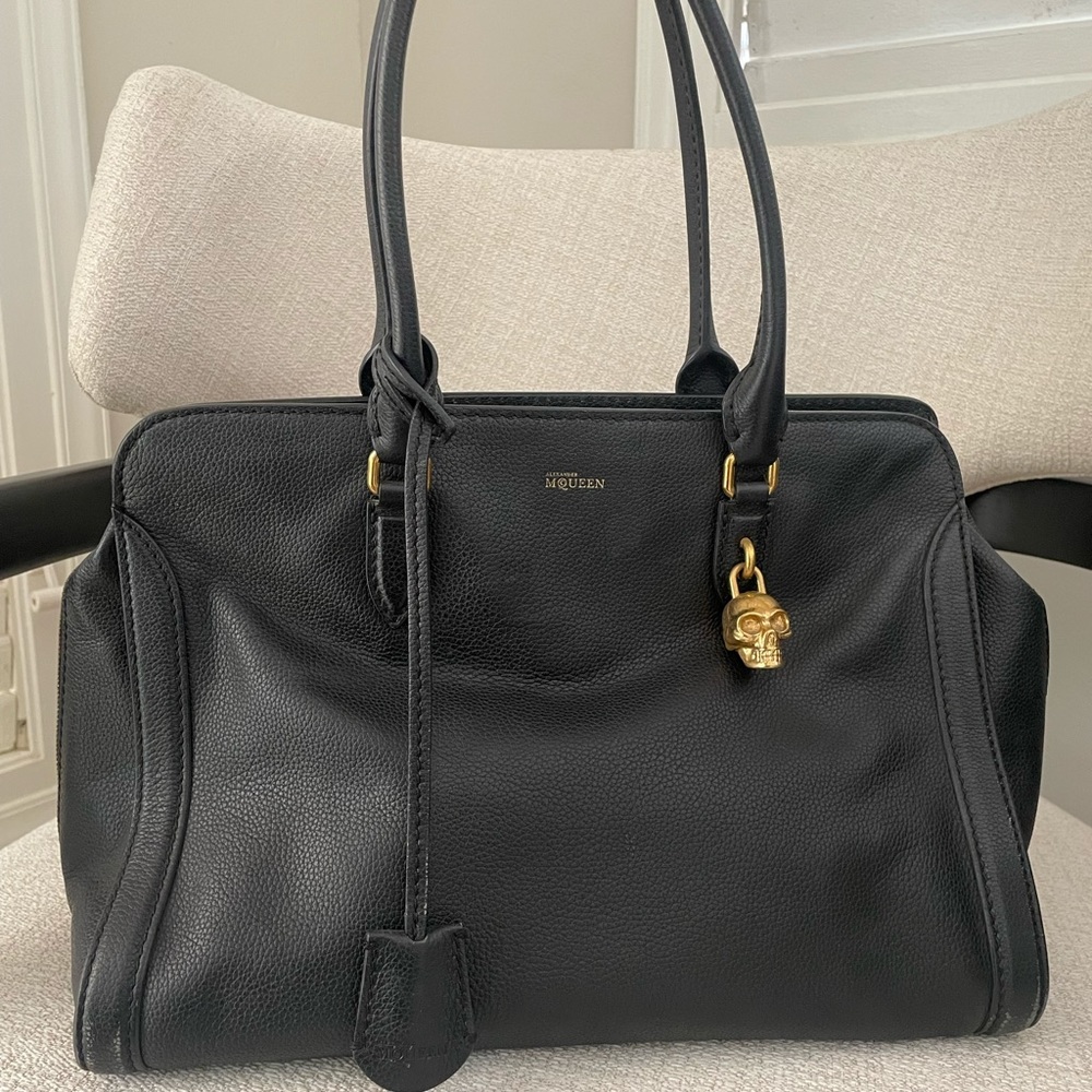 Alexander McQueen Pebbled Leather large Padlock Top Handle Bag